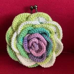 Elegant Green and Purple Crochet Flower coin purse